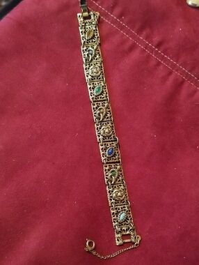 Vintage Goldette Bracelet with Various Stones